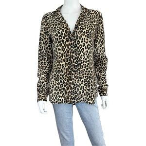 EQUIPMENT Brown Leopard Silk Button-Down Shirt Size S G0315